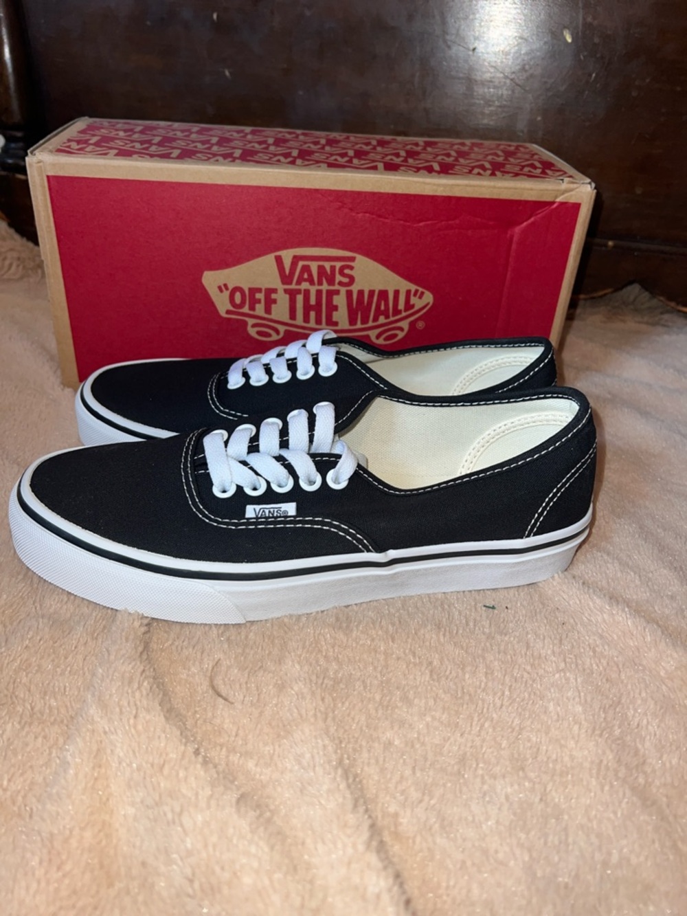 Vans Authentic Black Canvas Low-Top Sneakers with White Laces - Picture 3 of 7